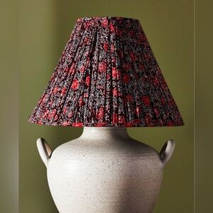 Anthropologie Red and Black Floral Lamp Shade